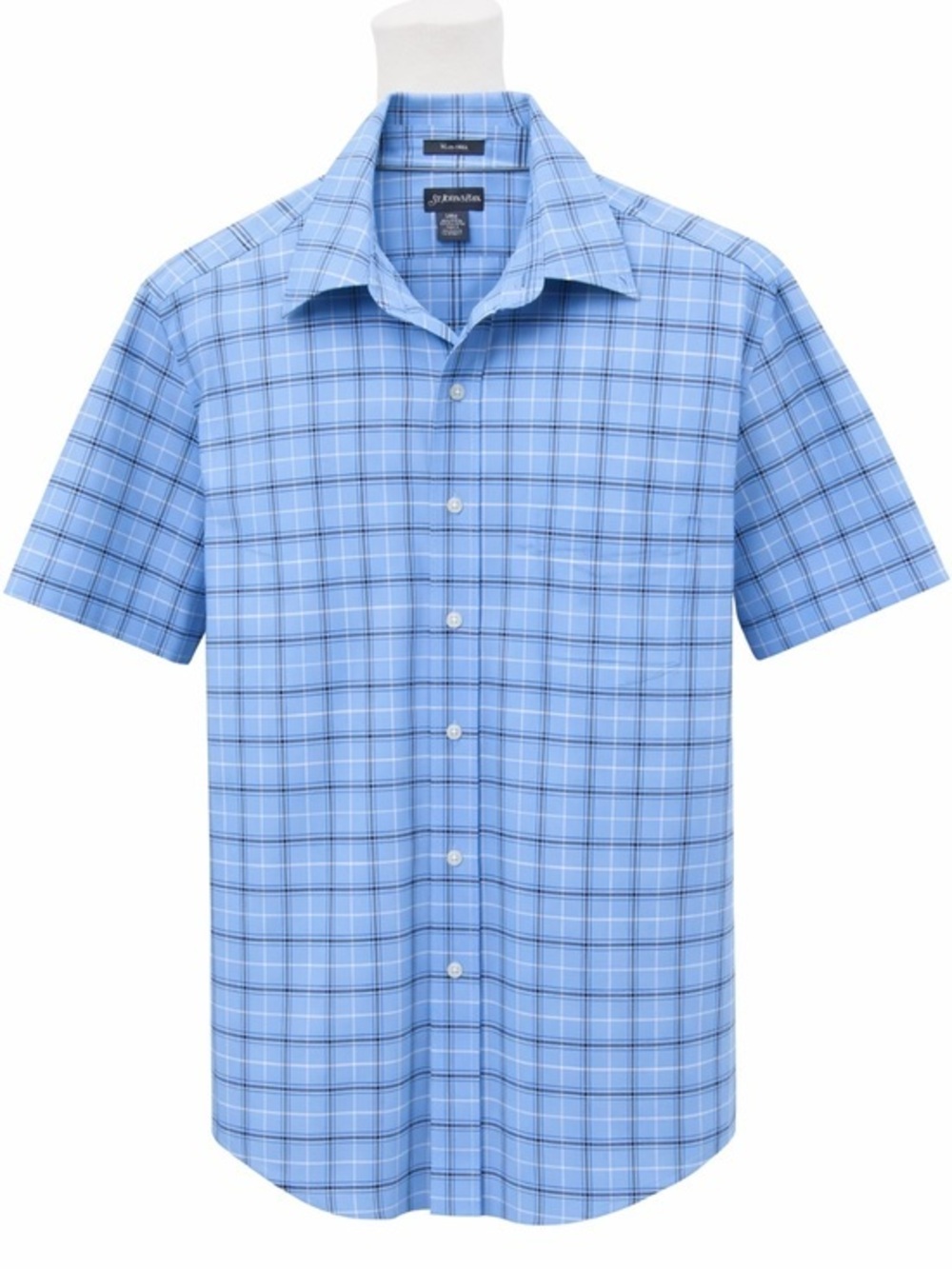 St John’s Bay  Short Sleeve Button-Up Shirt - Light Blue Plaid shirt size large